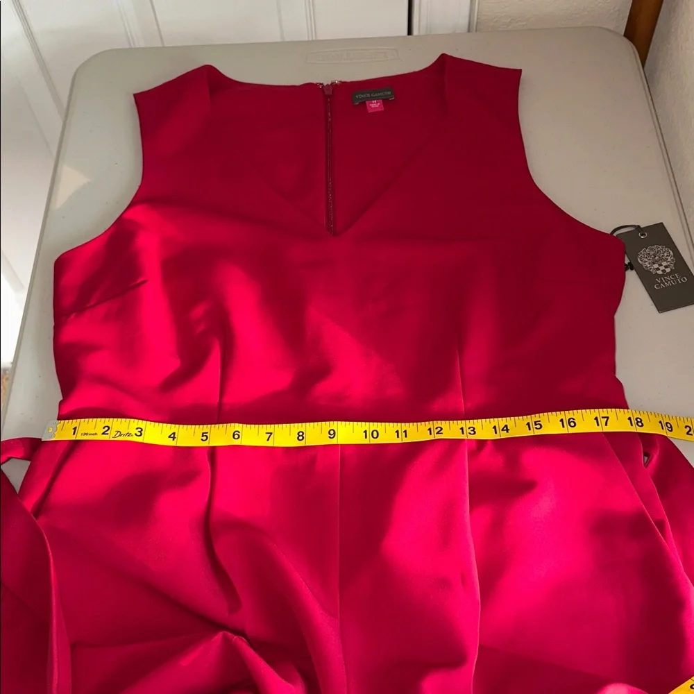 NWT Vince Camuto Vibrant Red V-Neck Jumpsuit Size 14 - Picture 9 of 16